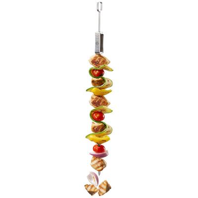 Grillspieß GEFU "BBQ", silber, B:1,8cm H:2cm L:45,2cm, Edelstahl, Spieße, extra Lang, Abstreifer