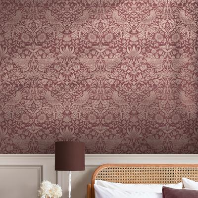 Vliestapete "Strawberry Thief Fibrous", bunt (mehrfarbig), B:0,52m L:10m, Vlies, WILLIAM MORRIS AT HOME, Tapeten, Design Tapeten Image