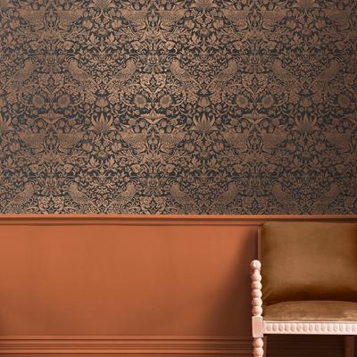 Vliestapete "Strawberry Thief Fibrous", grau, B:0,52m L:10m, Vlies, WILLIAM MORRIS AT HOME, Tapeten, Design Tapeten Image