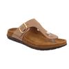 Zehentrenner ROHDE "Rodigo-D", Damen, Gr. 42, beige (natur), Leder, klassisch, Schuhe, Keilabsatz, Sommerschuh, Schlappen, Hausschuh mit Schnallenverschluss