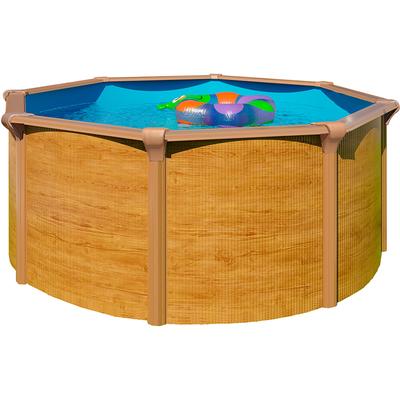 Rundpool KWAD "Green line Evolution", blau (wood, innenfarbe: blau), H:1,32cm Ø:3,6cm, Schwimmbecken, 3,6x1,32 wood Folie in blau, sand oder grau erhältlich Image