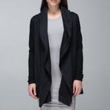 Lululemon Athletica Jackets & Coats | Lululemon Women's Blissed Out Wrap Hooded Cardigan Jacket Black Tencel Sz 12 | Color: Black | Size: 12