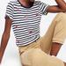 J. Crew Tops | J Crew Embroidered Lips Striped Short Sleeve T Shirt Size Xs Crew Neck Casual | Color: Blue/Red | Size: Xs