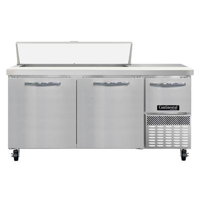 Continental RA68SN12 68" Sandwich/Salad Prep Table w/ Refrigerated Base, 115v, Stainless Steel