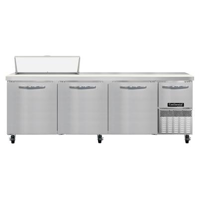 Continental RA93SN10 93" Sandwich/Salad Prep Table w/ Refrigerated Base, 115v, Stainless Steel