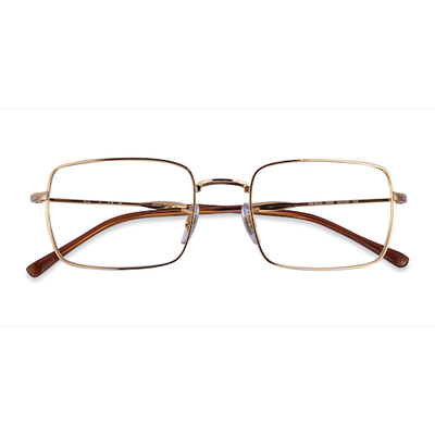 Unisex s rectangle Gold Metal Prescription eyeglasses - Eyebuydirect s Ray-Ban RB6520