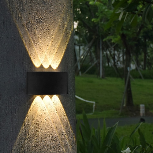 Outdoor-LED-Wandleuchte wasserdicht 6W nach oben und unten Beleuchtung Indoor-Doppelkopf gebogene Wandleuchte modernes Schlafzimmer warmweißes Licht Image