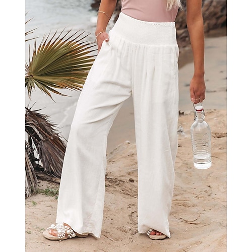 Damen Übergröße Hausanzug Unterteile Modisch Brautkleider schlicht Weich Einfarbig Tasche Hose Urlaub Heim Täglich Lange Hose Schwarz Weiß Hellgrün Rosa Armeegrün Sommer Frühling Image