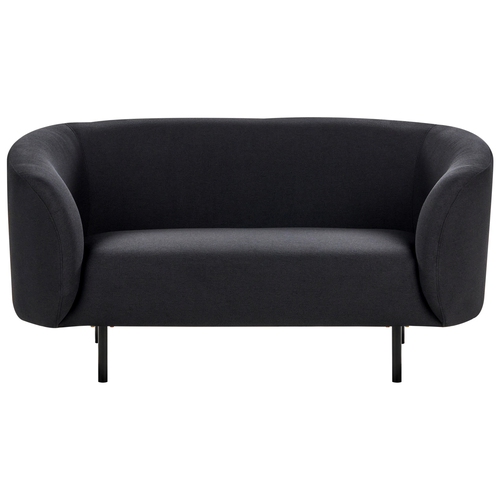 Sofa Schwarz Stoffbezug 2-Sitzer mit Armlehnen Metallgestell Glamouröser Edler Stil Wohnzimmer Salon Esszimmer Flur