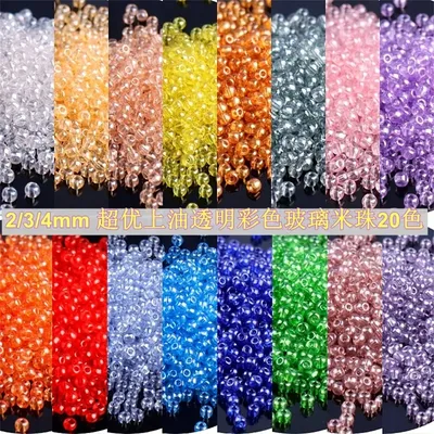 Uniform 2/3/4mm Oling Transparent Glass Seedbeads Colorful Czech Round Spacer Beads For DIY Jewelry