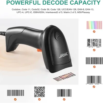 JRHC 1D USB Laser Barcode Scanner Handheld Bar Code Readers Scanning Tools Devices for Store