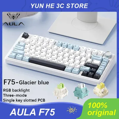 AULA F75 Mechanical Keyboard Wired/2.4G Wireless/Bluetooth RGB PBT 75% Layout OEM Profile Gasket