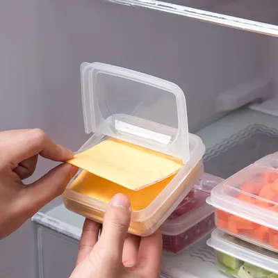 2pcs Butter Cheese Storage Box Transparent Cheese Box Refrigerator Kitchen Fruit Vegetable
