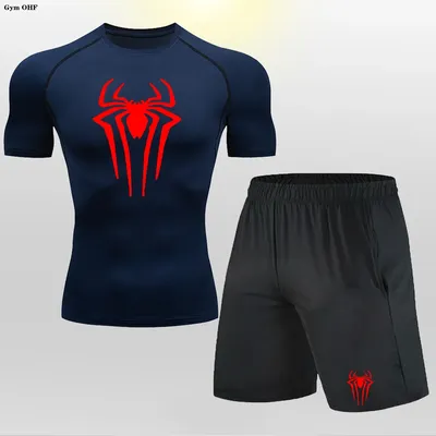 Men MMA Boxing Shorts Compression T Shirt Pants Rashguard Fitness Long Sleeves Base Layer Skin Tight