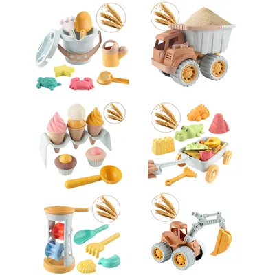 Children bulldozer straw Random color beach toy engineering car excavator wheat straw dredging tool