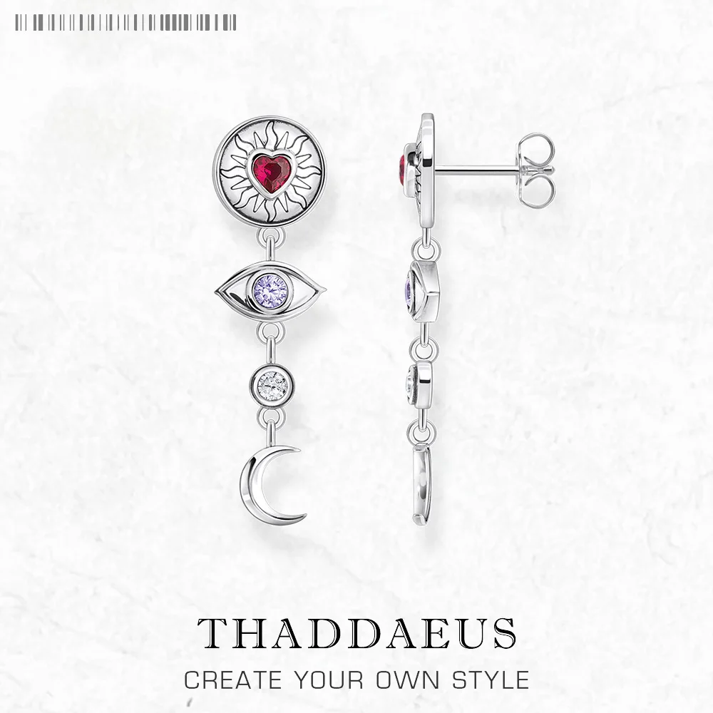 Auge Mond Sonne Herz Glück Ohrringe Talismane Schmuck für Frauen Böhmen Geschenk in Sterling silber