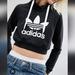 Adidas Tops | Adidas Originals Cropped Hoodie With Trefoil Logo | Color: Black/White | Size: L