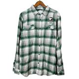 Columbia Shirts | Columbia Flannel Button Up Shirt Logo Plaid Long Sleeve Plaid - L | Color: Gray/Green | Size: L