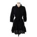 LC Lauren Conrad Casual Dress - Shirtdress Collared 3/4 Sleeve: Black Dresses - Women's Size Small