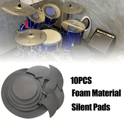 TEMU 10pcs Drum Silencing Pad Foam Cotton Material Softness Practice Percussion Accessories Multipurpose Drummer Professional Mute Mat