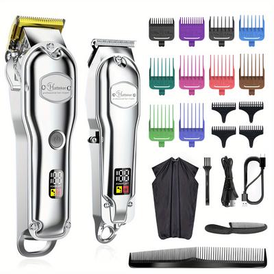 TEMU Hatteker Hair Clipper For Men 2 Machines Set Cordless Barber Clipper For Hair Cutting Kit With Trimmer Beard Trimmer Kids Clipper Rechargeable 2pc