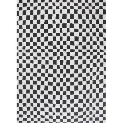 Skandinavischer Teppich mit Karomuster Schwarz/Weiß 200x275