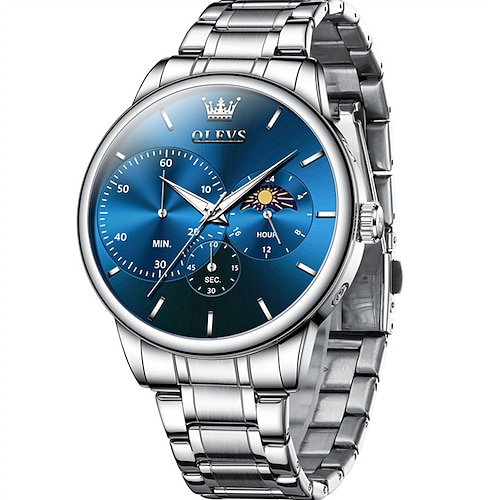 Neue Olevs Marke Business Herren Uhr Leuchtende Chronograph 24-Stunden Anzeige Mode Trend Freizeit Multifunktion Quarz Uhr Stahl Gürtel Wasserdicht Sport Herren Armbanduhr
