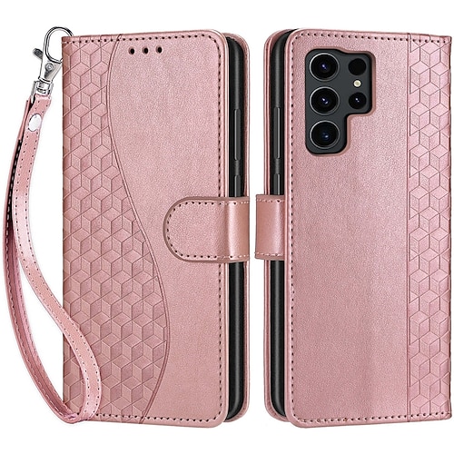 Handy Hülle Handyhüllen Für Samsung Galaxy S25 S24 S23 S23 FE S22 S21 Ultra Plus A55 5G A35 5G A25 A15 Rückseite Mit Ständer Magnetisch Mit Handgelenkschlaufe Retro TPU PU-Leder Image