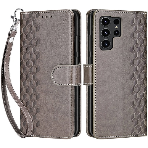 Handy Hülle Handyhüllen Für Samsung Galaxy S25 S24 S23 S23 FE S22 S21 Ultra Plus A55 5G A35 5G A25 A15 Rückseite Mit Ständer Magnetisch Mit Handgelenkschlaufe Retro TPU PU-Leder Image