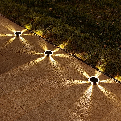 1 Stück/4 Stück Solar-LED-Power-Disk-Licht für den Außenbereich, 6 LEDs, wasserdicht, Gartenweg, Deckbeleuchtung, Strahler, vergrabene Solar-LED-Lampe, Garten, Hof, Weg, Dekor Image