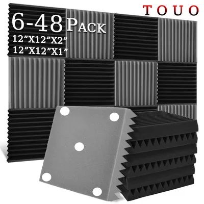 TOUO Acoustic Foam 6/12/24/48 Pcs Soundproofing Sponge Fireproof Wall Soundproofing Soundproof Foam Studio Home Sound-Absorbing