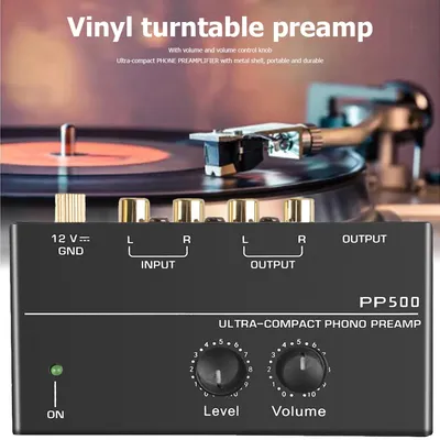 Phono Preamp pre Amp Preamplifier with Level Volume Control RCA Input Output 1/4" TRS Output