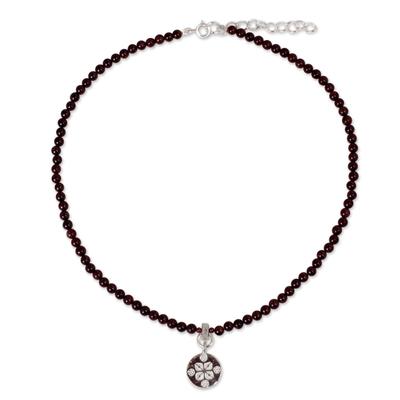 Lucky Charm,'Garnet and Sterling Silver Choker'
