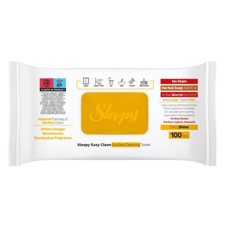 Sleepy Easy Clean Oberflächenreinigungstücher mit Schmierseife angereichert - Gelb Image