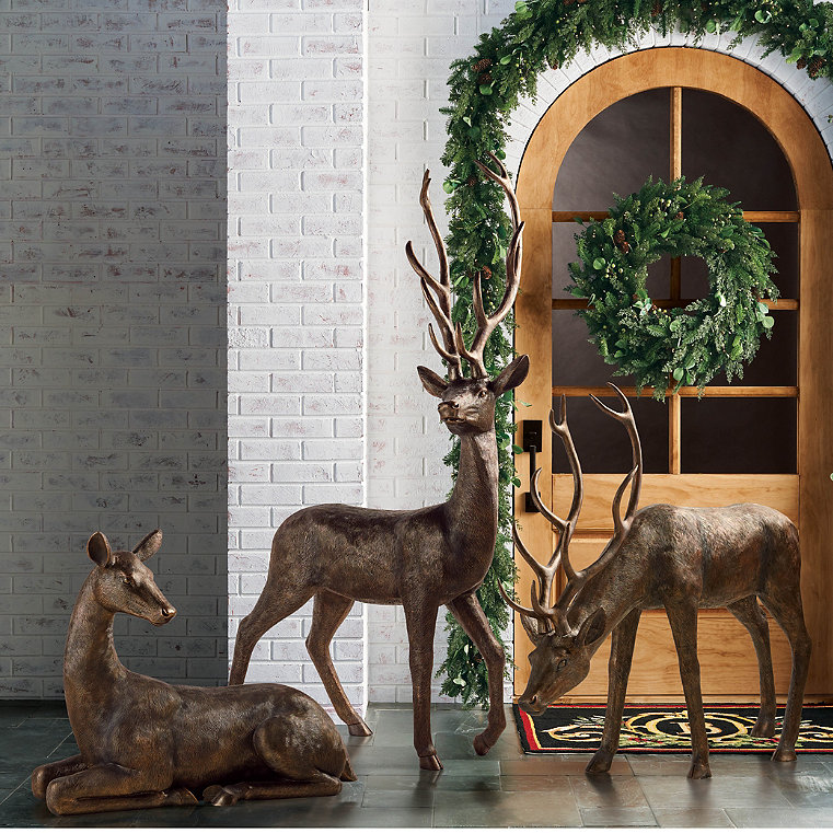 Regal Reindeer - Bronze, Bronze Lying - Frontgate - Outdoor Christmas Decor