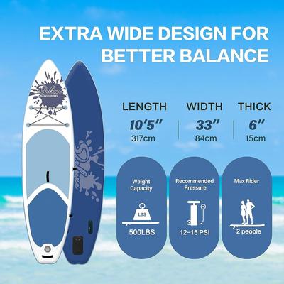 Inflatable Standing Boat Paddle Board, Black - Large