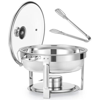 6 qt Stainless Steel Round Chafing Dish Buffet Set for Catering