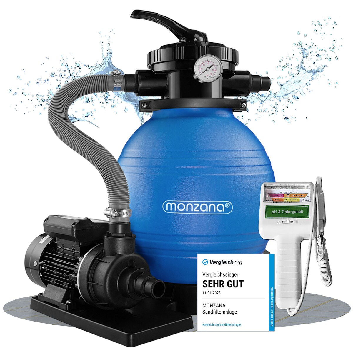 MONZANA® Sandfilteranlage 10.200L/h inklusive Wassertester Image