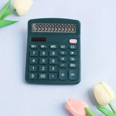 1pc 6-color 837 Solar Calculator 12-digit Calculator Lcd Large Screen Palm Size Portable Dual Power Supply For Office Student Calculator Auto Power Off High Appearance Level Aa Battery