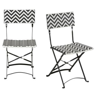 Gartenstühle für die gewerbliche Nutzung aus Kunstharzgeflecht, schwarz und weiß (x2)
