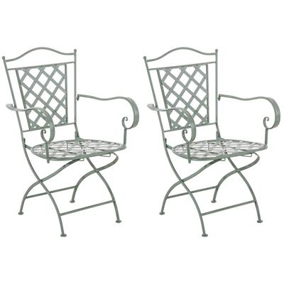 2er Set Gartenstühle klappbar aus Metall antik-grün