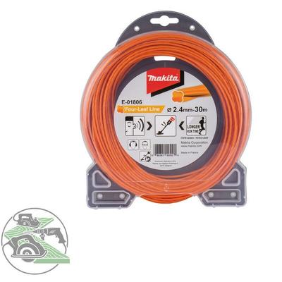 Mähfaden Four-Leaf 2,4mm 30m orange für Akku-Sensen und -Trimmer E-01806 - Makita