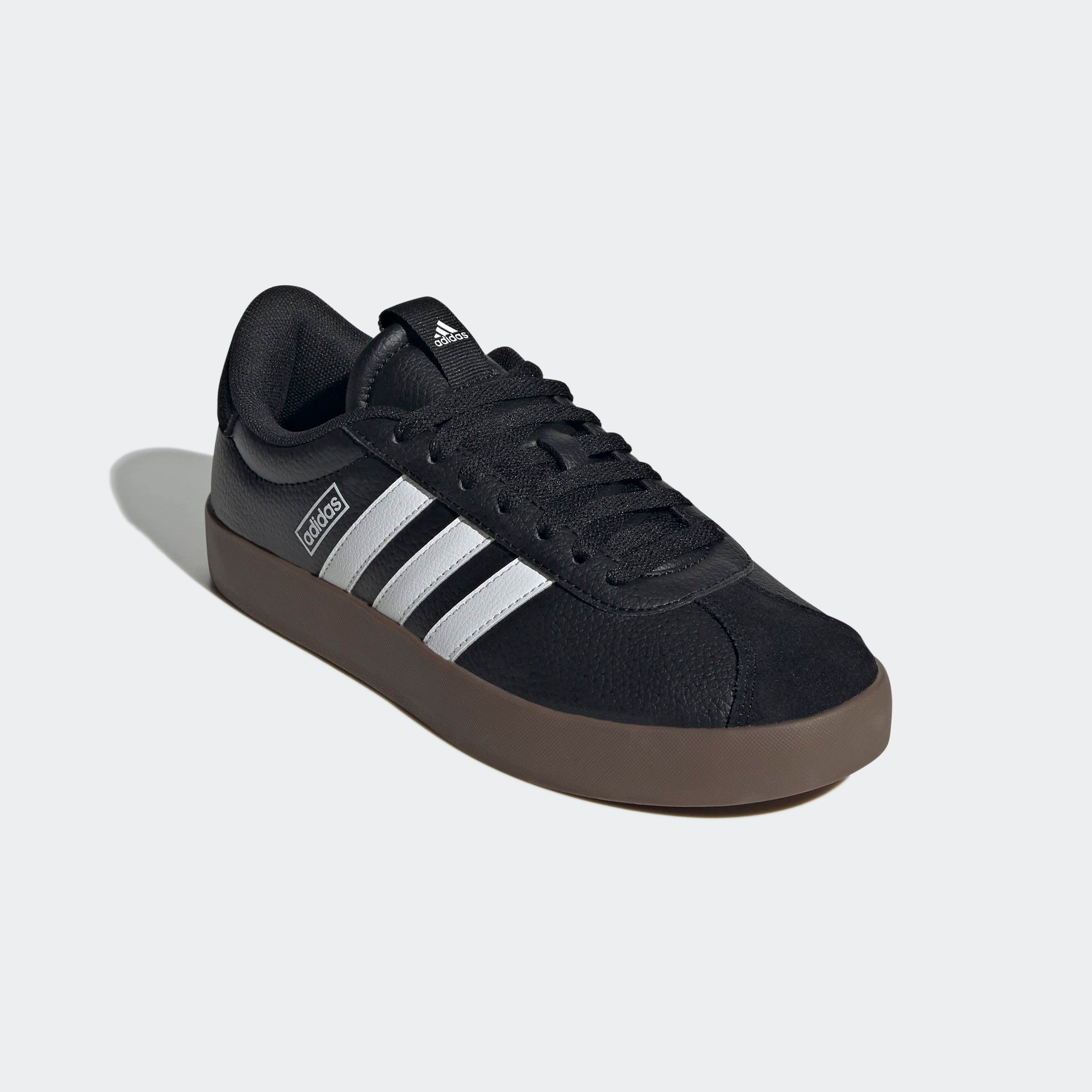Sneaker ADIDAS SPORTSWEAR "VL COURT 3.0", Damen, Gr. 44, schwarz-weiß (core schwarz, cloud weiß, gum5), Leder, Synthetik, Schuhe Sneaker, inspiriert vom Design des adidas samba
