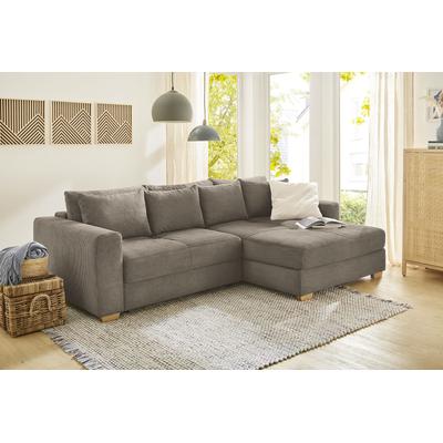 Ecksofa JOCKENHÖFER GRUPPE "Kampen L-Form", grau (taupe), B:288cm T:130cm, Korpus: 100% Polyester, Kissen: 100% Polyester, Sofas, Bettfunktion, Federkern, Bettkasten, Ottomane links oder rechts, Topseller Image
