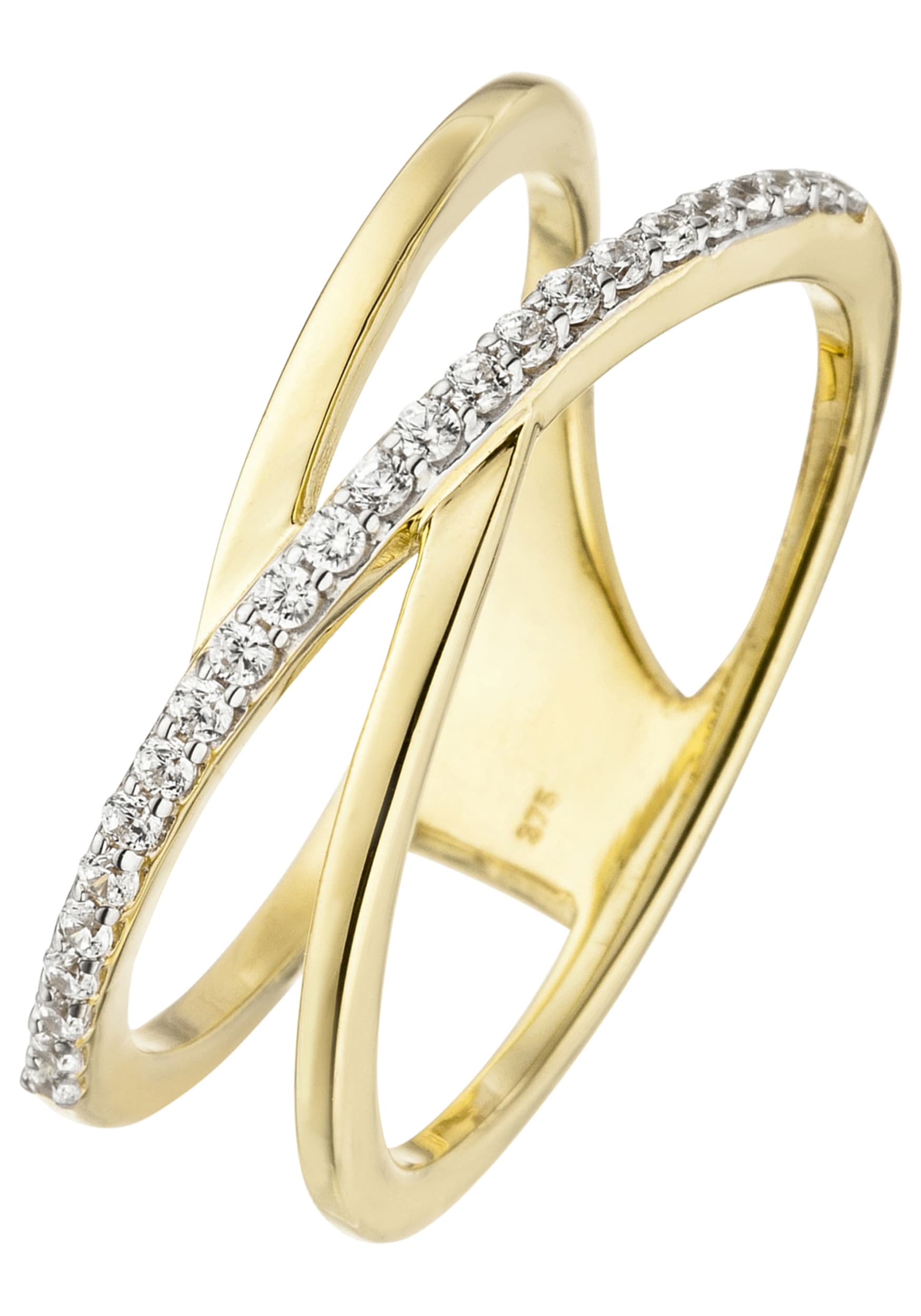 Goldring JOBO Gr. 52, gelb (gelbgold 375), Fingerringe, Damen, 52, Gelbgold 375, 375 Gold mit 24 Zirkonia Image