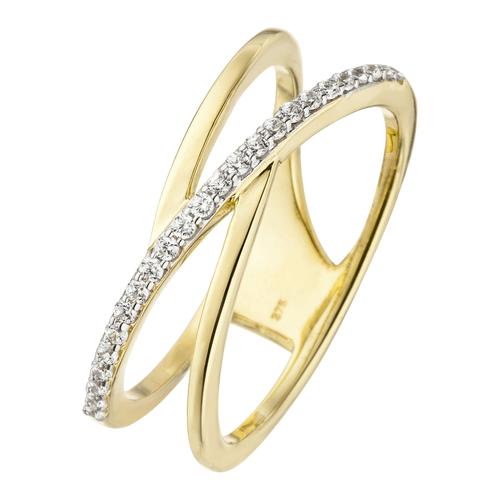 Goldring JOBO Fingerringe Gr. 52, Gelbgold 375, gelb (gelbgold 375) Damen 375 Gold mit 24 Zirkonia