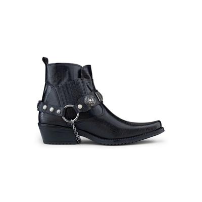 Winklepicker Western-Gothic-Stiefel für Herren aus schwarzem Leder Image