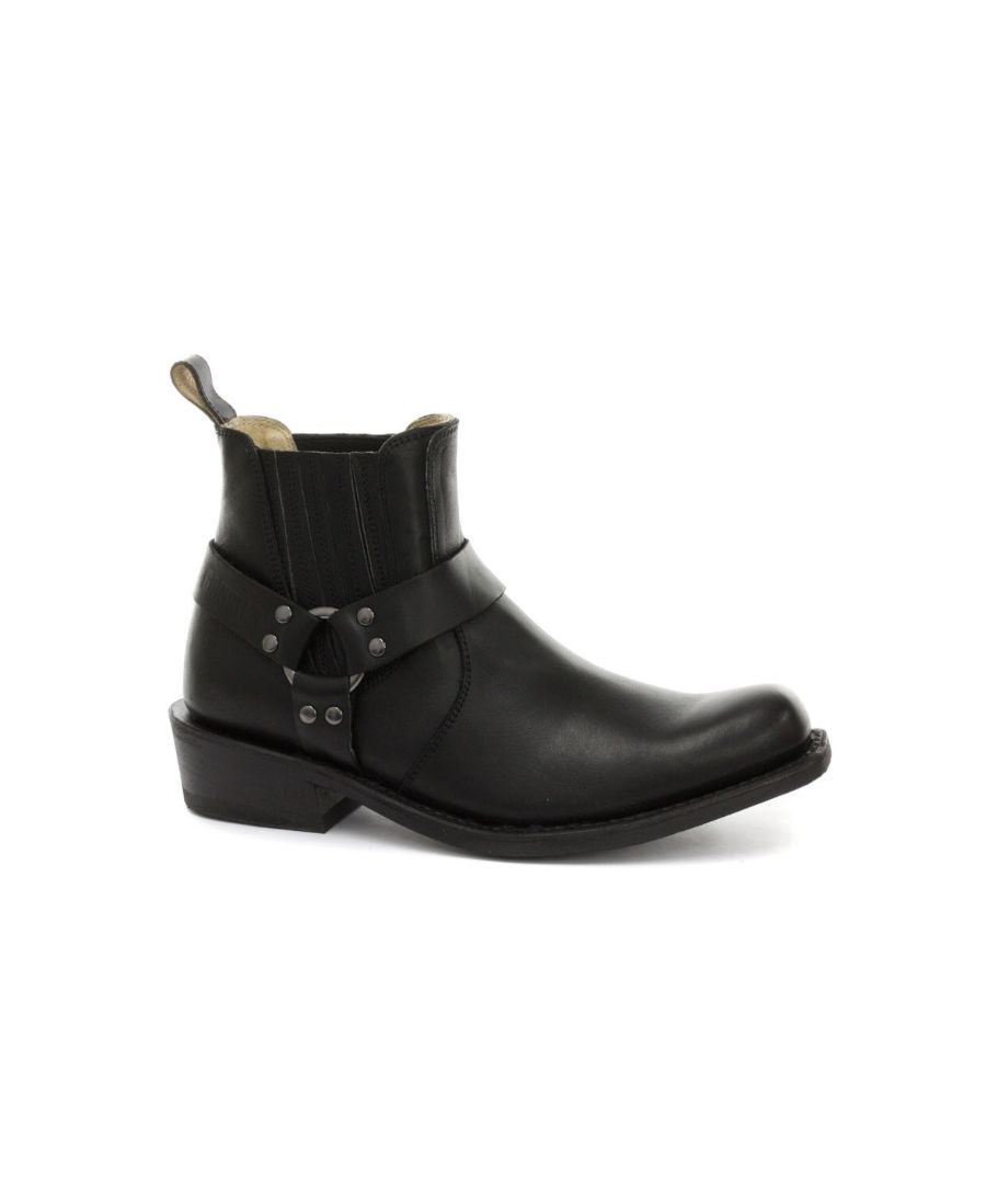 Grinders Unisex Schwarze Western-Lederstiefel-Renegade Lo
