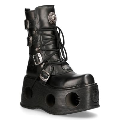 New Rock Metallic Schwarz Leder Neptuno Gothic Stiefel-373-S2