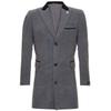 Herren 3/4 grauer langer Crombie-Mantel, Fischgrät-Tweed-Mantel, Peaky Blinder